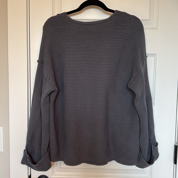 Free People Ribbed V-neck Gray Sweater - Picture 5 of 12